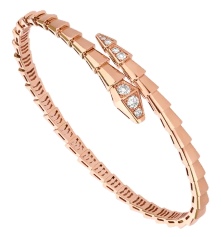Rose gold or white gold bracelet set with laboratory-grown diamonds, 0.42 carat total