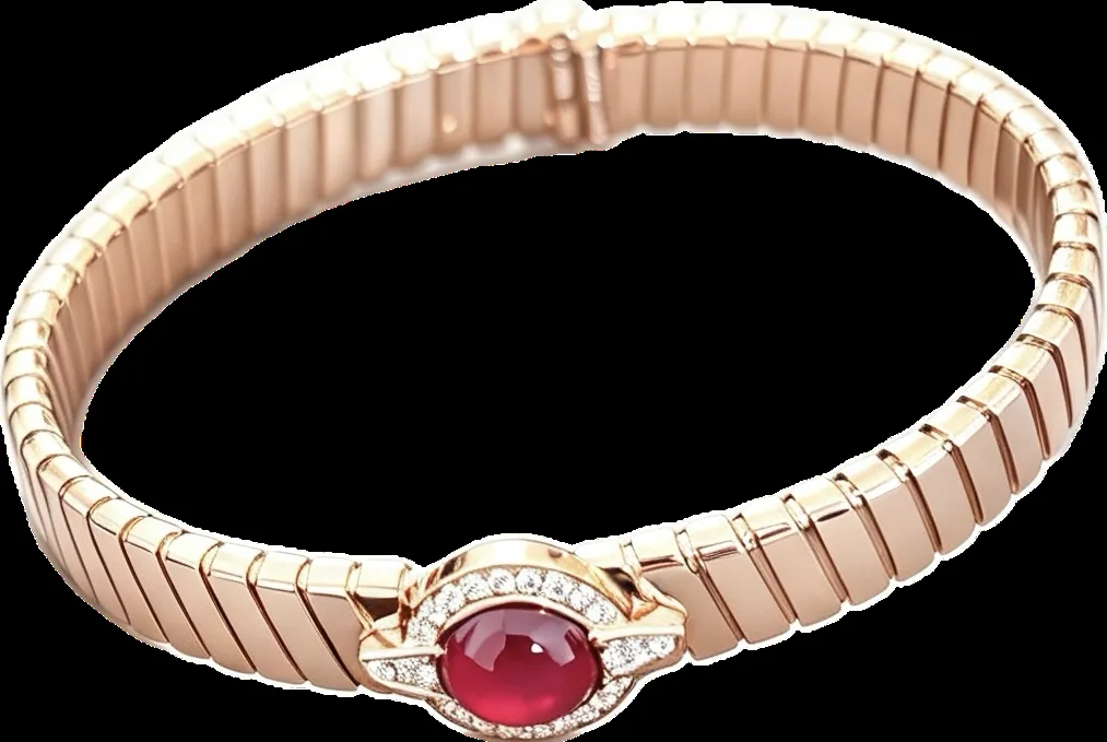 Rose gold bracelet set with natural stones and laboratory-grown diamonds, 0.24 carat total