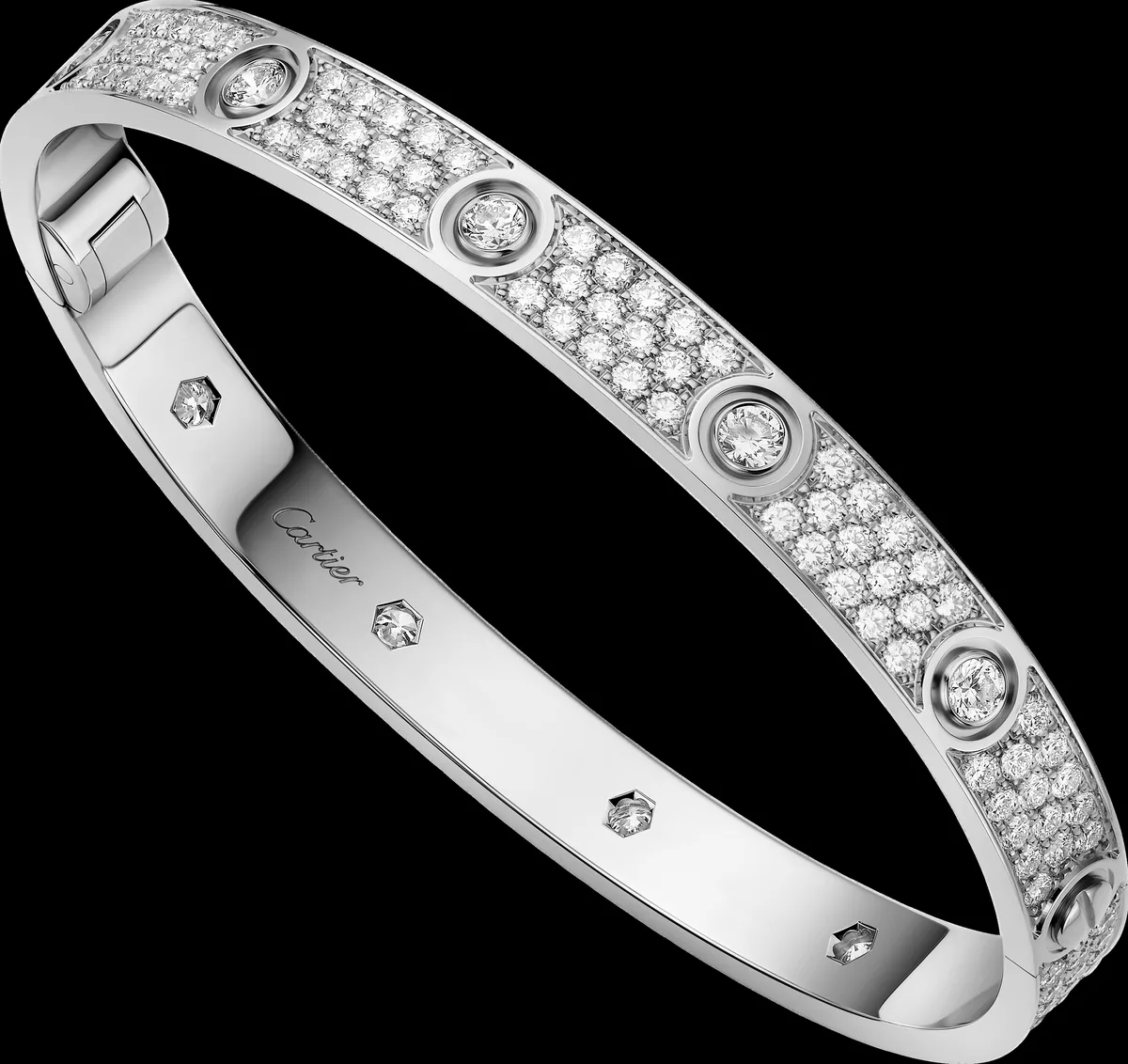 Rose gold or white gold bracelet set with laboratory-grown diamonds, 4.4 carat total