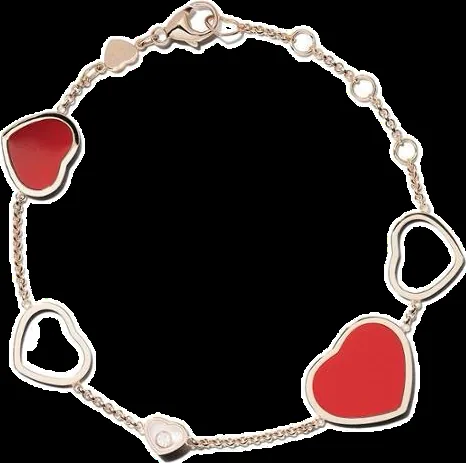 Rose gold bracelet set with natural stones and laboratory-grown diamonds, 0.05 carat total