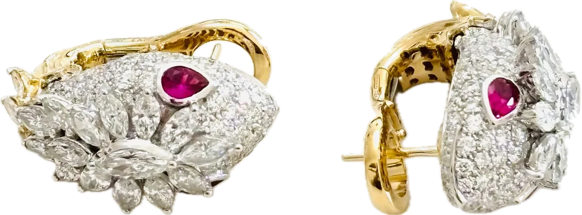 18k gold earrings set with natural certified stones, 2.5 carat total