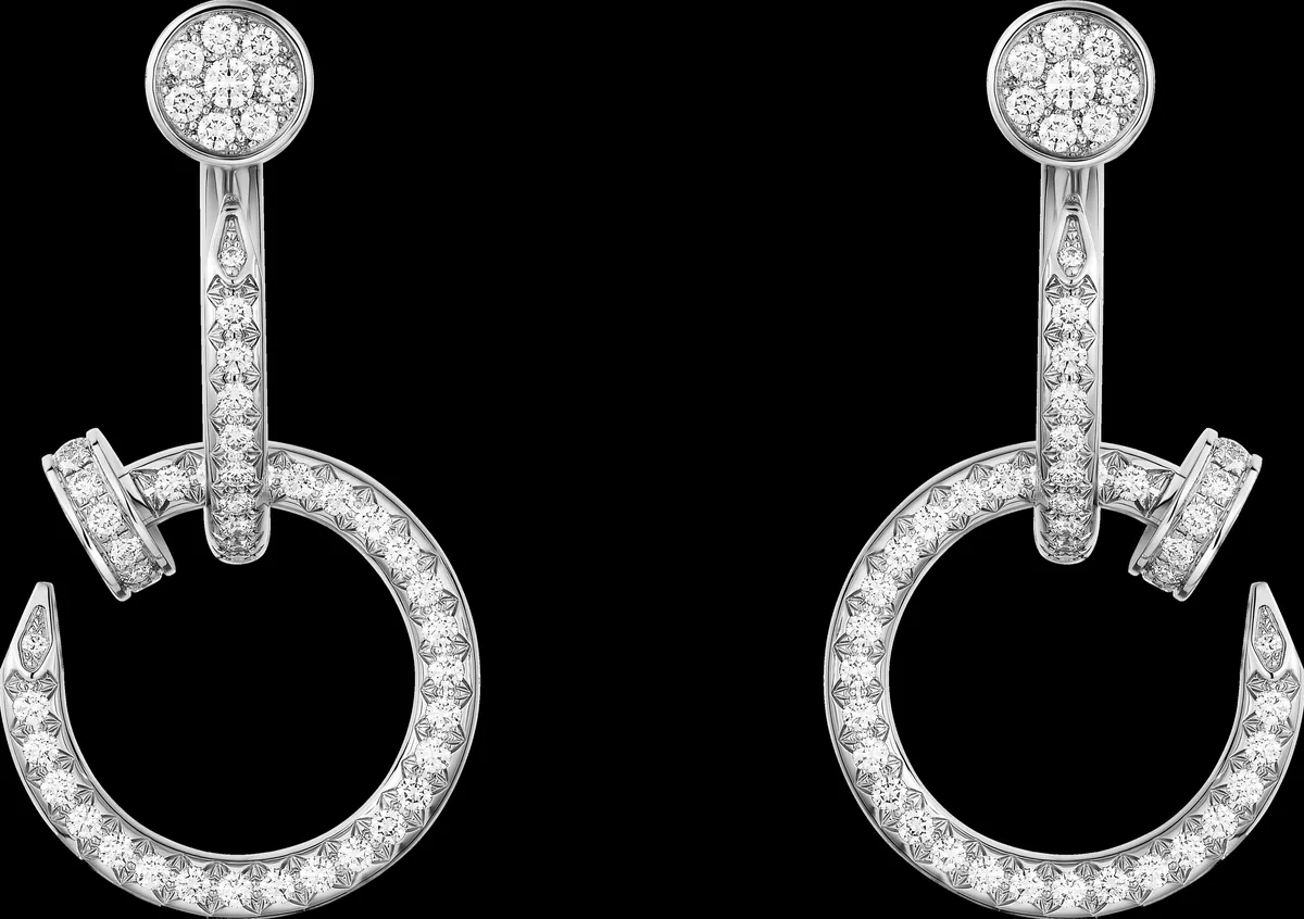 White gold earrings set with laboratory-grown diamonds, 1.45 carat total