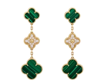 Yellow gold earrings set with natural certified stones, 0.3 carat total