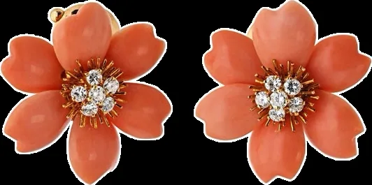 Rose gold earrings set with natural certified stones, 0.97 carat total