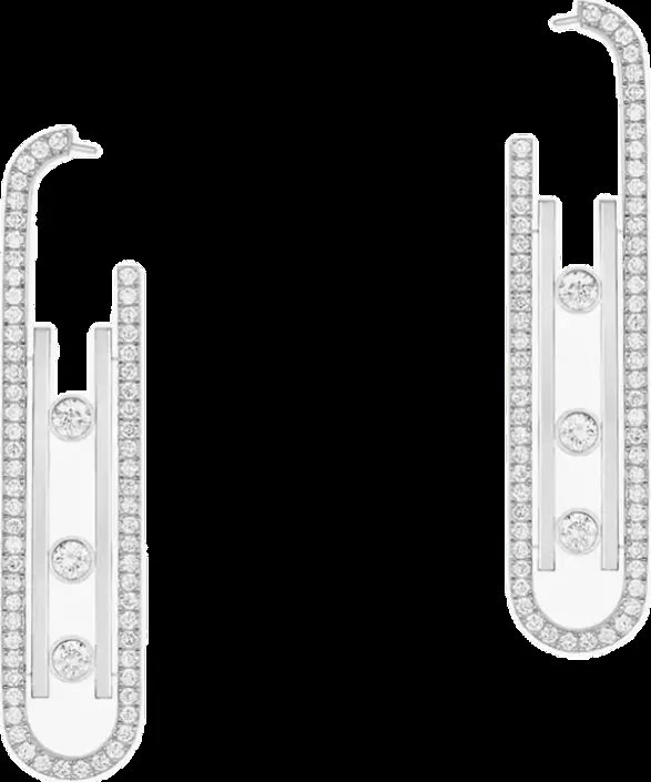 Yellow gold or white gold earrings set with laboratory-grown diamonds, 1.1 carat total