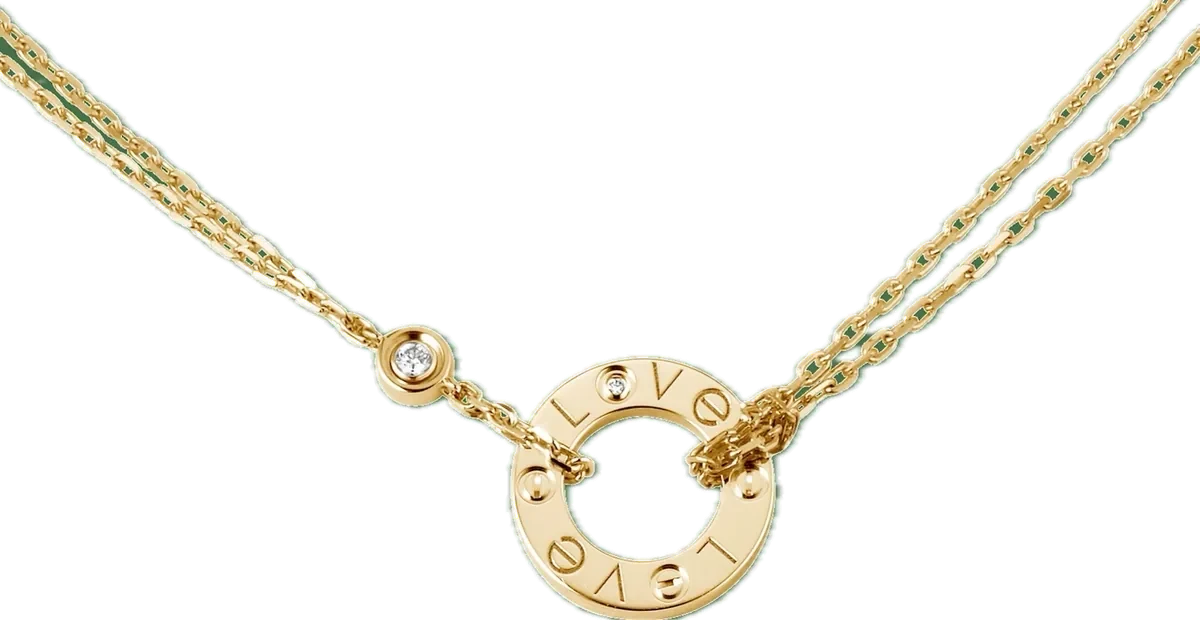 Yellow gold or rose gold necklace set with laboratory-grown diamonds, 0.03 carat total