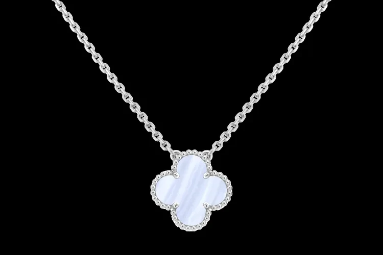 White gold necklace set with natural certified stones, 0.22 carat total