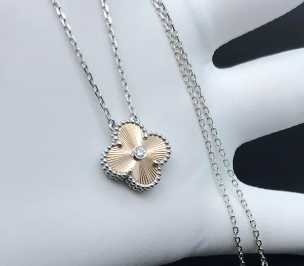 White gold necklace set with natural certified stones, 0.04 carat total