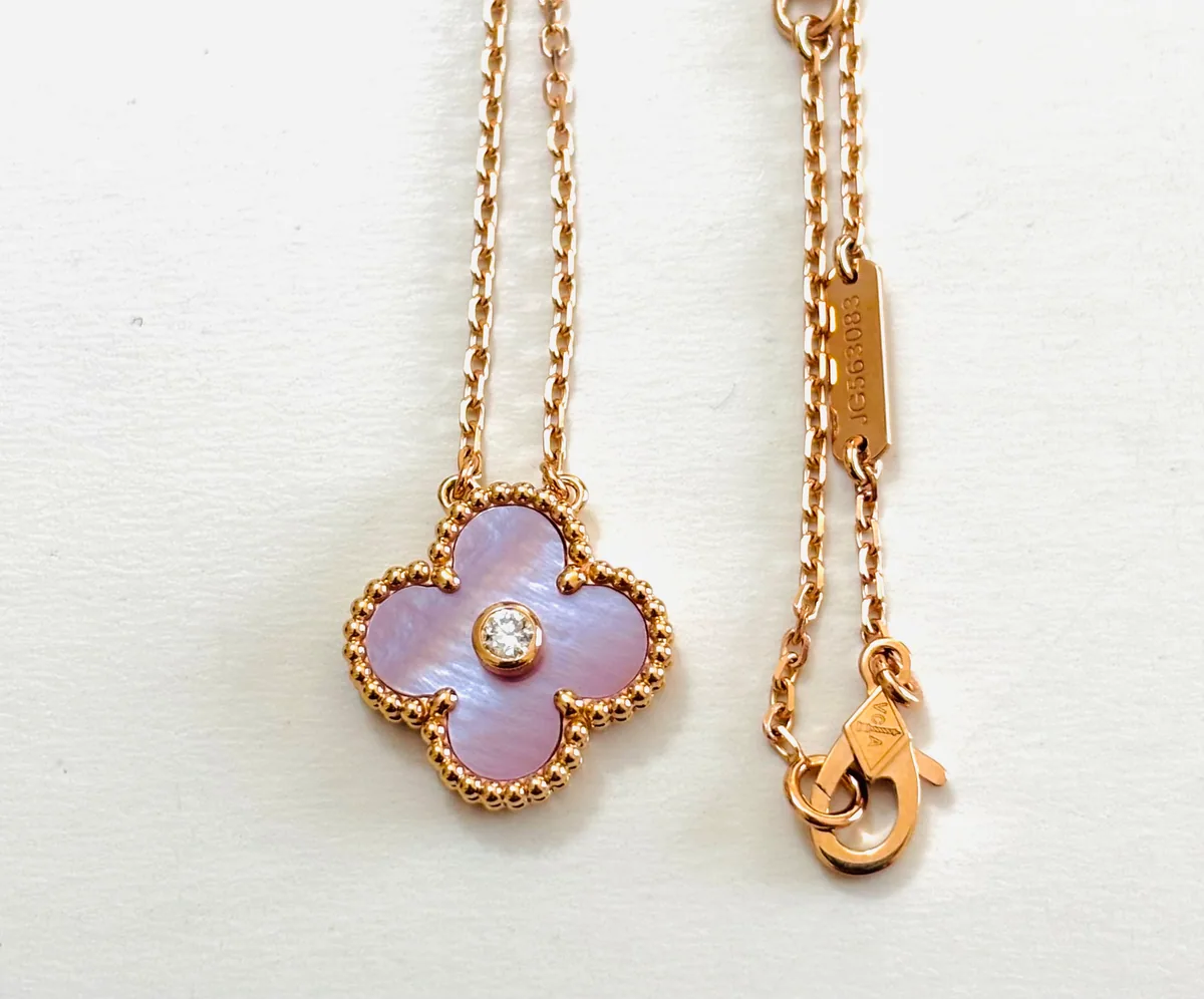 Rose gold necklace set with natural certified stones, 0.04 carat total
