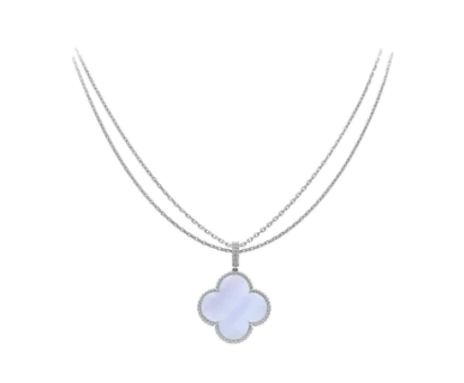 White gold necklace set with natural certified stones