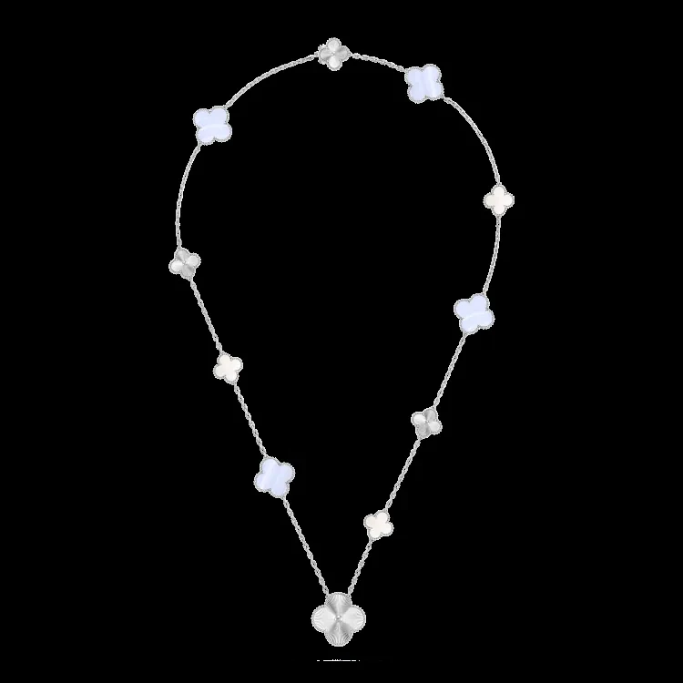 White gold necklace set with natural certified stones