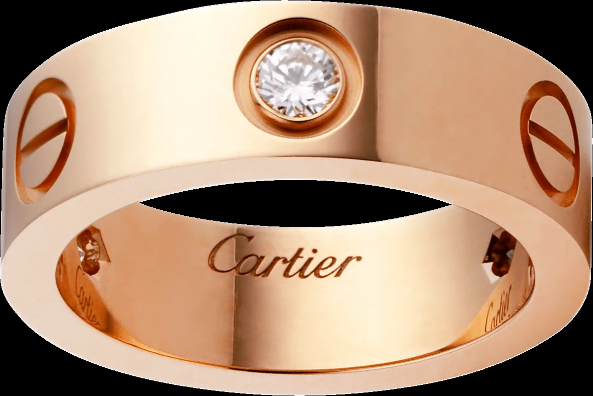 Yellow gold or rose gold ring set with laboratory-grown diamonds, 0.21 carat total