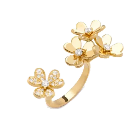 Yellow gold ring set with natural stones and laboratory-grown diamonds, 0.4 carat total
