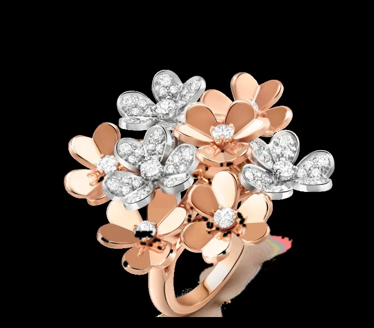 Rose gold or white gold ring set with natural stones and laboratory-grown diamonds, 0.8 carat total