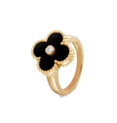 Yellow gold ring set with natural certified stones, 0.05 carat total